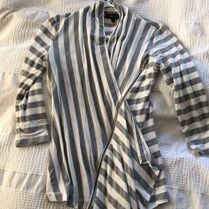 Ronen Chen stripe asymmetrical top 1 S gray ivory